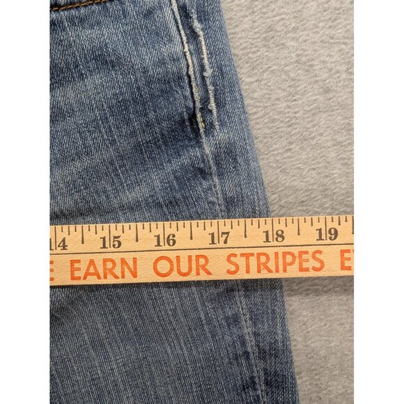 Lucky Brand Jeans Womens 6 28 Blue Sundown Jean Dungarees Flare Distressed USA - Picture 5 of 16